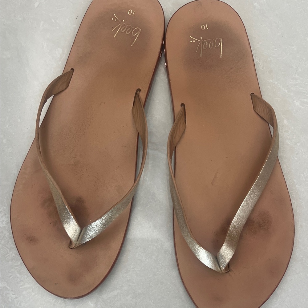 Beek Seabird Metallic Rose Gold Strap Sandals with leather footbed - Picture 4 of 5